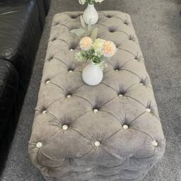 Handmade High Chesterfield Footstool Coffee Table in Plush/Soft Velvet - thumbnail 4