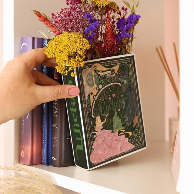Wicked Broadway Book Vase, Acrylic Shaped Vase With Elphaba & Glinda, Musical Witch Decor, Wizard Of Oz Inspired Bookish - image 1