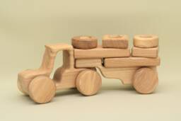 Montessori Education Wooden Tractor Toy Handmade Ash Vehicle Stacking Blocks - thumbnail 1