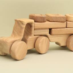 Montessori Education Wooden Tractor Toy Handmade Ash Vehicle Stacking Blocks - thumbnail 2