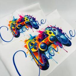 Level Up Your Bedding Custom Gaming Controller Print On White Single Duvet Cover. Personalised Bedroom Accessories - thumbnail 2