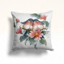 Pink Flower Bird Pillow Case/Housewarming Party Top/Flower Home Decoration Case/Cushion For Gift/Floral Summer Trend Cushion - thumbnail 4