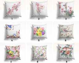 Pink Flower Bird Pillow Case/Housewarming Party Top/Flower Home Decoration Case/Cushion For Gift/Floral Summer Trend Cushion - thumbnail 1