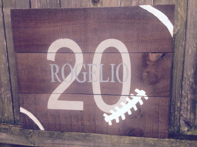 Sports Wall Decor Wood Custom Sign Personalized - Football Ooak Hand Painted Rustic Plaque - image 1