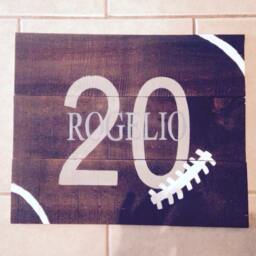 Sports Wall Decor Wood Custom Sign Personalized - Football Ooak Hand Painted Rustic Plaque - thumbnail 2