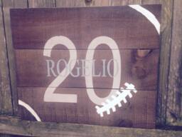 Sports Wall Decor Wood Custom Sign Personalized - Football Ooak Hand Painted Rustic Plaque - thumbnail 1