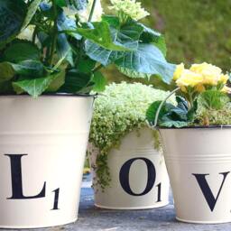 Personalized Letter Bucket - Shabby Chic Metal Planter, Mother's Day Gift - thumbnail 2