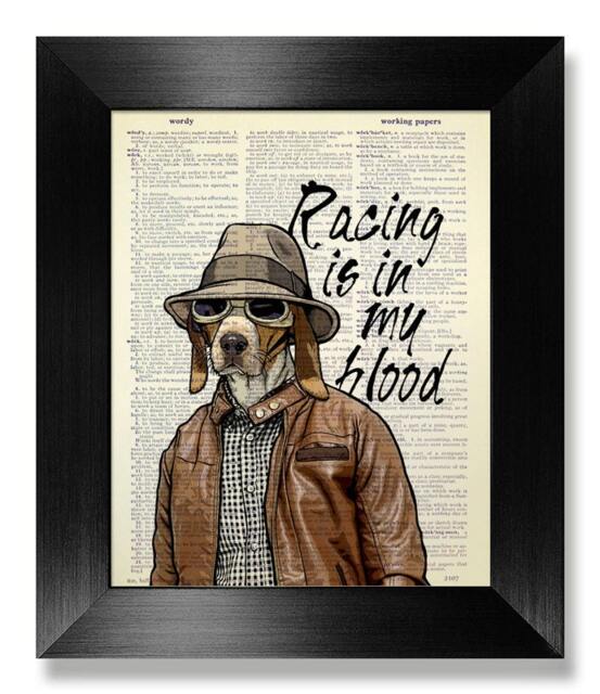 Racer Dog Wall Decor, Dorm Dorm Room Office Art, Car Lover Gift, Office Artwork, Hipster Geekery Dog Poster