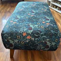 Hand Made Footstool in William Morris Velvet Golden Lily - thumbnail 3