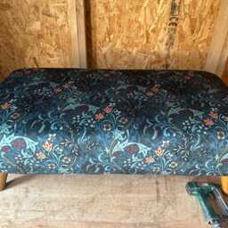 Hand Made Footstool in William Morris Velvet Golden Lily - thumbnail 4