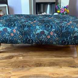 Hand Made Footstool in William Morris Velvet Golden Lily - thumbnail 2