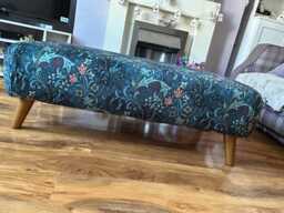 Hand Made Footstool in William Morris Velvet Golden Lily - thumbnail 1