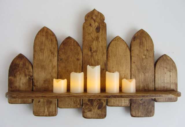 66 cm Moroccan Style Reclaimed Pallet Wood Floating Shelf , Kitchen Bathroom Rustic Brown Beeswax - image 1