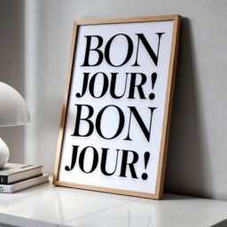Bonjour, Paris Wall Art, French Minimalist Print, Black & White Aesthetic Poster, Modern Funky Home Decor, Scandinavian Style Art - thumbnail 3