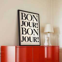 Bonjour, Paris Wall Art, French Minimalist Print, Black & White Aesthetic Poster, Modern Funky Home Decor, Scandinavian Style Art - thumbnail 2
