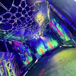 Uv Geometric Ceiling Canopy, Stretch Decor, Uv Decor, Black Light Tapestry, Glow in The Dark Decorations, Event Planner, Trippy Wall Hanging - thumbnail 2