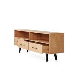 "Sideboard, Tv Cabinet, Bookshelf Sideboard, Oak Veneer With 2 Shelves & 3 Drawers ""Grass"