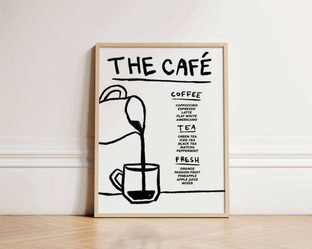 The Cafe Print, Menu Poster, Kitchen Wall Art, Decor, Aesthetic Apartment Trendy Unframed - image 1