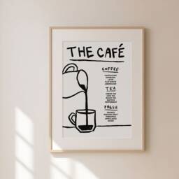 The Cafe Print, Menu Poster, Kitchen Wall Art, Decor, Aesthetic Apartment Trendy Unframed - thumbnail 2
