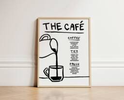 The Cafe Print, Menu Poster, Kitchen Wall Art, Decor, Aesthetic Apartment Trendy Unframed - thumbnail 1