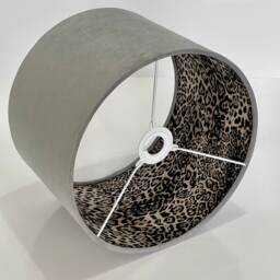 New Luxury Hq Double Sided Glacier Grey Velvet & Leopard Print Brown Combination Lamp Shade Pendant Light - thumbnail 2
