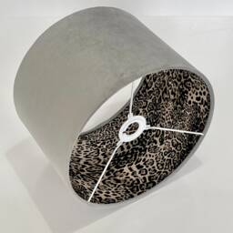 New Luxury Hq Double Sided Glacier Grey Velvet & Leopard Print Brown Combination Lamp Shade Pendant Light - thumbnail 3