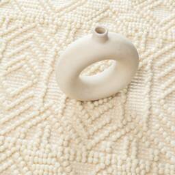 Hand Woven , Handmade Carpet Modern Style New Zealand Wool Indoor Rug. Entryway Or Runner Off White - Therugbasket - thumbnail 3