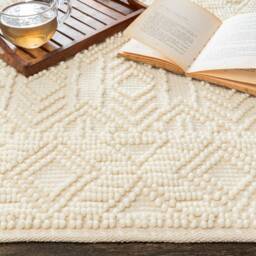 Hand Woven , Handmade Carpet Modern Style New Zealand Wool Indoor Rug. Entryway Or Runner Off White - Therugbasket - thumbnail 2