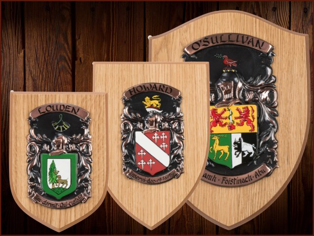 Hand Painted Oak Style Coat Of Arms Shield - Traditional Family Crest - image 1