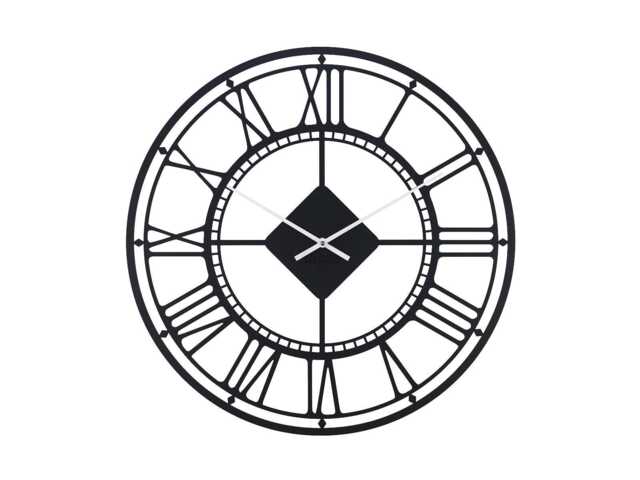Large Metal Skeleton Wall Clock - Black London Modern Roman Numeral Design - image 1