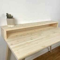 Bespoke Handmade Wooden Table/Desk. 120 X 60cm Natural , Tapered Legs. Light, Two Tire, Shelf, Monitors Stand, Computer Desk, Solid Wood - thumbnail 3