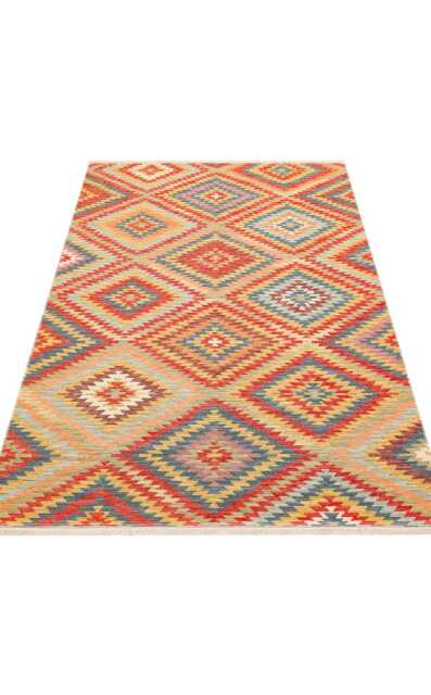 Recycled Cotton Turkish Kilim Rug Bohemian Anatolian Flatweave - image 1