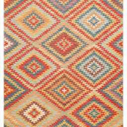 Recycled Cotton Turkish Kilim Rug Bohemian Anatolian Flatweave - thumbnail 2