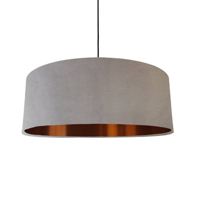 Extra Large Light Grey Velvet Lampshade With Copper Lining - image 1
