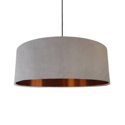Extra Large Light Grey Velvet Lampshade With Copper Lining - thumbnail 1