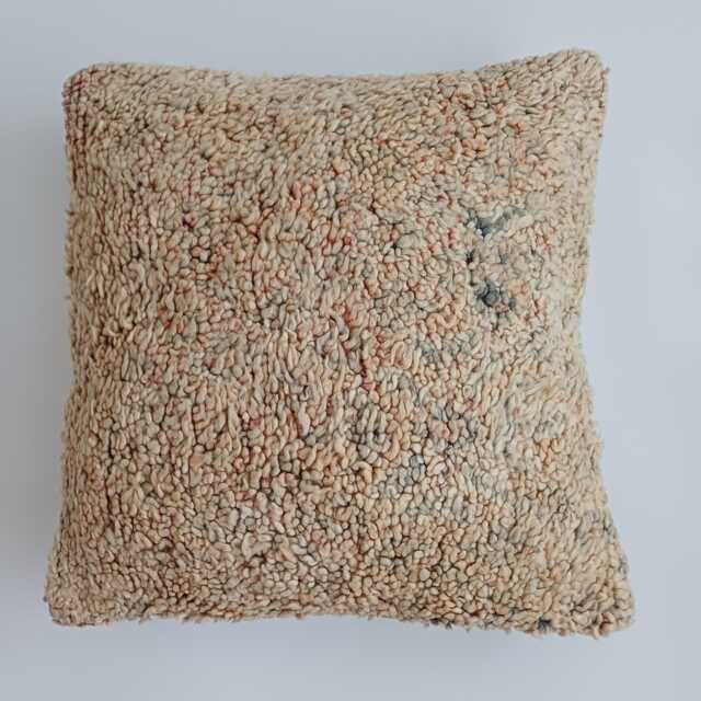 Moroccan Wool Cushion Cover, Handmade Berber Pillow, Multicoloured Vintage Rug Cushion, Tribal Throw 20''x20''/52x52 cm - image 1