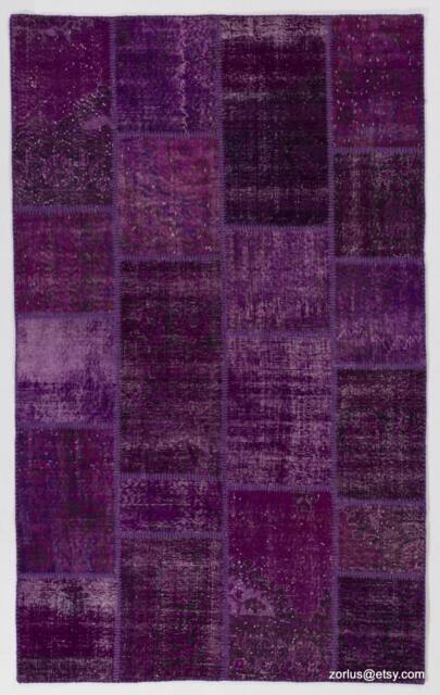 Purple Handmade Turkish Patchwork Rug - image 1