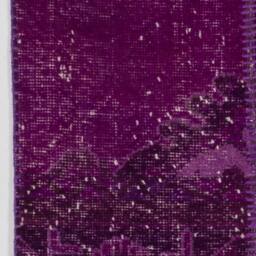 Purple Handmade Turkish Patchwork Rug - thumbnail 4