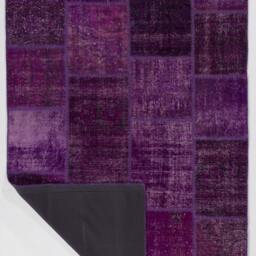 Purple Handmade Turkish Patchwork Rug - thumbnail 2