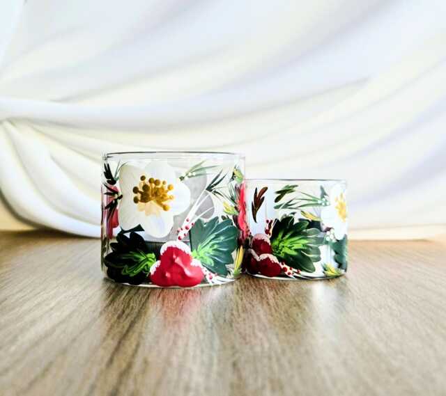 Hand Painted Christmas Tea Light Holder, Set Of Two - image 1