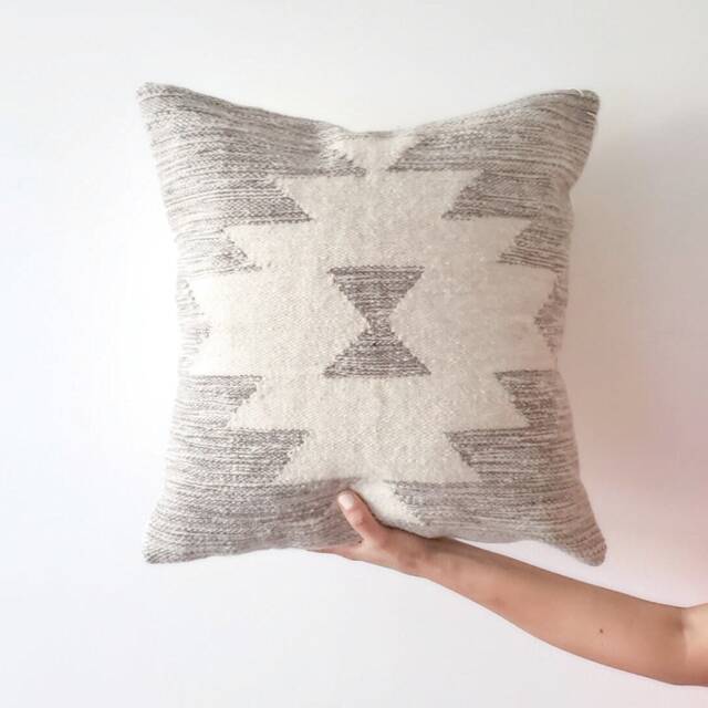 Handwoven Gray Wool Throw Pillow - Natural Decorative Pillows, Modern Boho Pillow 18x18 20x20 22x22 24x24 - image 1