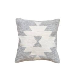 Handwoven Gray Wool Throw Pillow - Natural Decorative Pillows, Modern Boho Pillow 18x18 20x20 22x22 24x24 - thumbnail 2