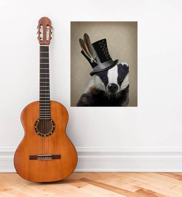 Badger With Steampunk Hat Wall Sticker Decal - Kids Stickers, Animals Childrens Decals, Art, Room