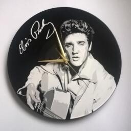 Elvis Painted Retro Vinyl Record Clock, . Wall Clock . Gift For Music Lover - thumbnail 2