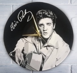 Elvis Painted Retro Vinyl Record Clock, . Wall Clock . Gift For Music Lover - thumbnail 1