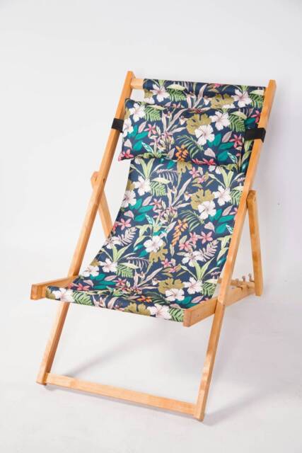 New Hardwood Garden Deck Chair Beach Wooden Deckchairs With Pillow - image 1