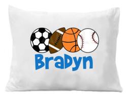 Personalized Sports Pillow Case Soccer, Football, Basketball, Baseball