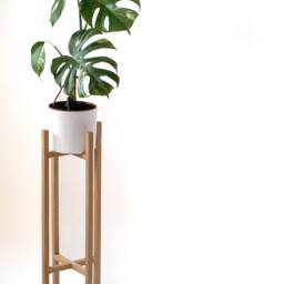 Tall Plant Stand - Solid Oak Stand, Mid Century Design - thumbnail 2