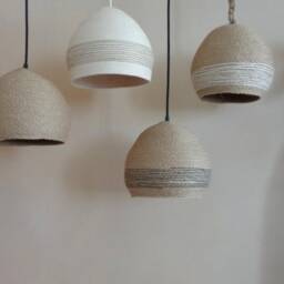 Natural Burlap Rope Pendant Light, Farmhouse Style - 10/12'' - thumbnail 3