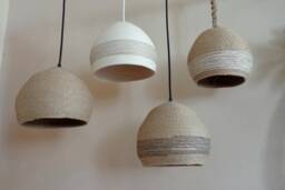 Natural Burlap Rope Pendant Light, Farmhouse Style - 10/12'' - thumbnail 1
